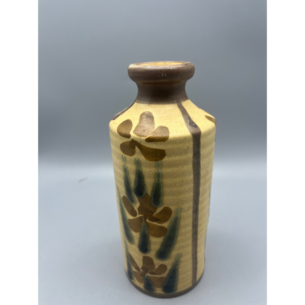 Vintage Japanese‎ Napcoware Floral Vase  6.5" Rustic Beige Brown Green - Picture 3 of 7